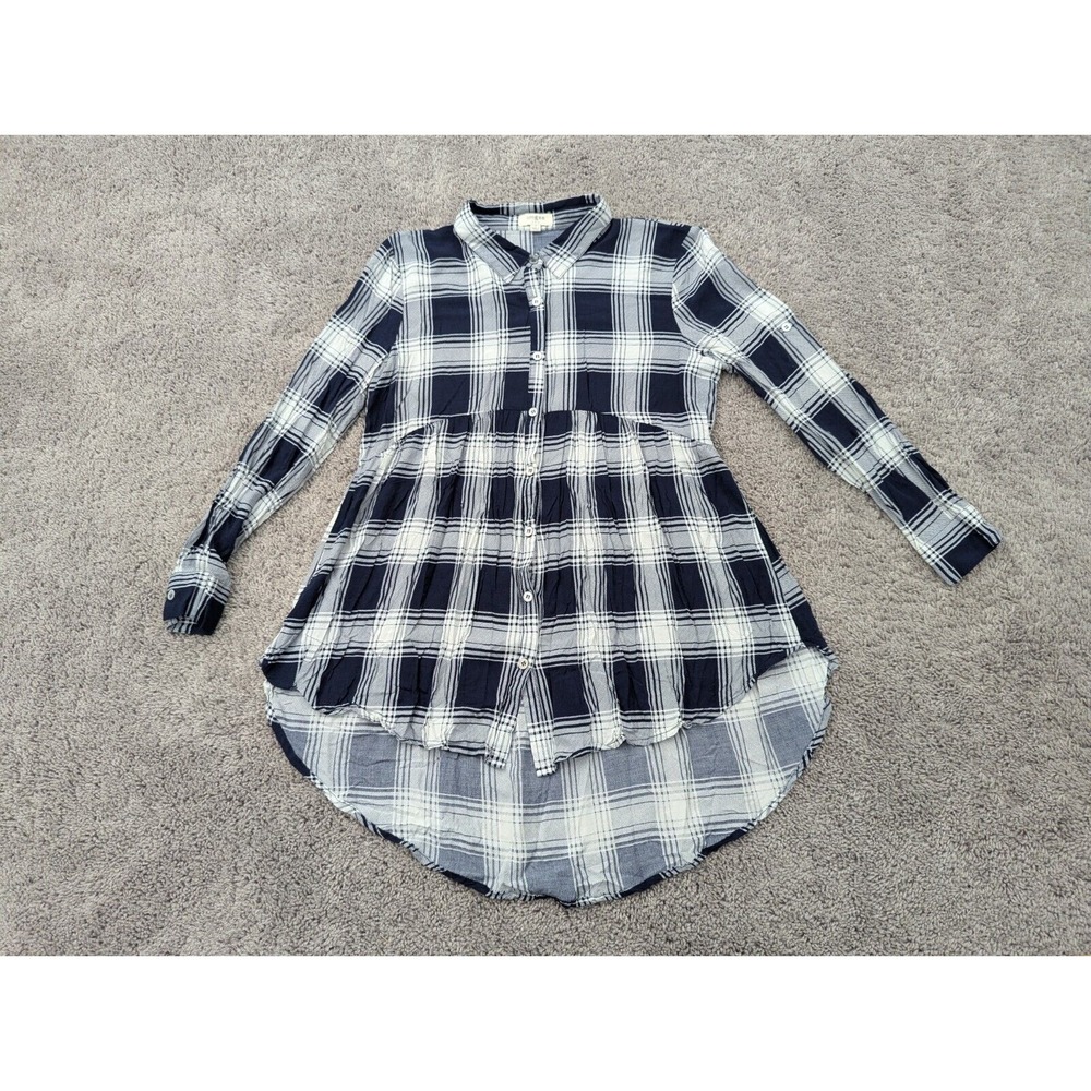 UMGEE USA‎ Shirt Dress Womens Small Long Sleeve Plaid Blue Casual